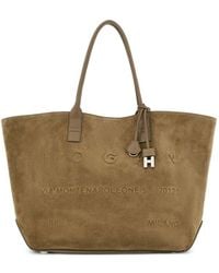 Hogan - Suede Shopping Bag With Embossed Logo - Lyst