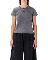 T By Alexander Wang - Délavé Cotton T-Shirt With Logo - Lyst