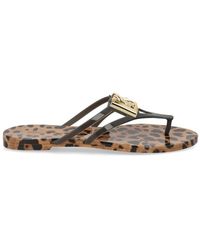 Dolce & Gabbana - Printed Polished Calfskin Baroque Dg Sandals - Lyst