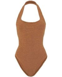 Hunza G - Sandfarbener Neckholder-Einteiler-Badeanzug - Lyst