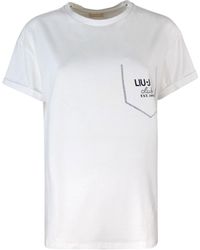 Liu Jo - T -shirt Con Strass Bianca - Lyst