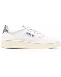 Autry - Sneakers Medalist Low In Pelle Bianco Argento - Lyst