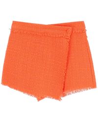 MSGM Falda pantalón de tweed - Naranja