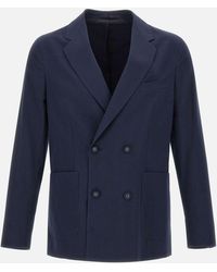 Officine Generale - Marineblauer Baumwoll-Seersucker-Blazer - Lyst