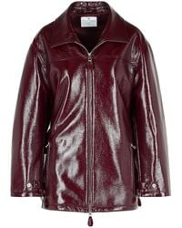 Courreges - Courres 'vinyl' Bourgondische Katoenen Blend Jas - Lyst