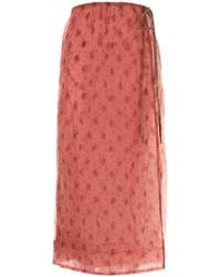 Ganni - Shibori Organza/Printed Stretch Cotton Skirt - Lyst