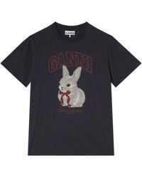 Ganni - T-Shirt En Coton À Imprimé Graphique - Lyst