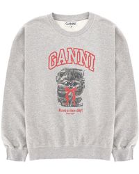 Ganni - Margot Kitty Organic Cotton Sweatshirt - Lyst