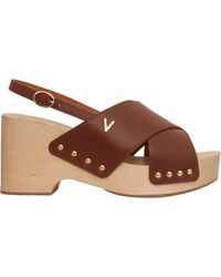 Via Roma 15 - Leather Sandal With A Heel - Lyst
