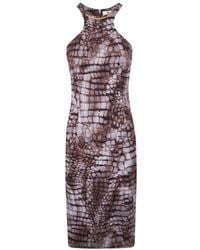 Elisabetta Franchi - Animal Print Midi Dress - Lyst