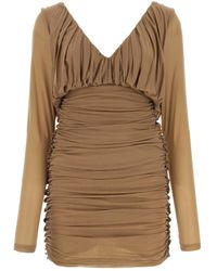 Saint Laurent - Camel Jersey Mini Dress - Lyst
