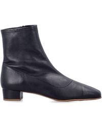 BY FAR - Leather Ankle Boots With Block Heel - Lyst