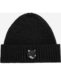 Maison Kitsuné - Wool Beanie With Logo - Lyst