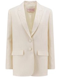Valentino - Wol En Silk Toile Iconographe Jas - Lyst