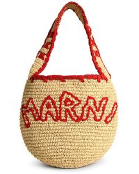 Marni - Medium 'Hobo Nassa' Tasche in Red Natural Raffia - Lyst