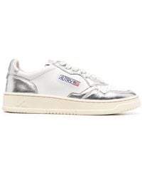 Autry - Sneakers Medalist Low In Pelle Bicolor Bianco e Silver - Lyst