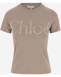 Chloé - Katoenen Jersey T -shirt Met Logo - Lyst