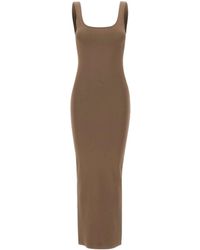 Entire studios - Vestido midi de punto con cuello cuadrado - Lyst