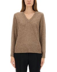 Aspesi - Relaxed Fit Wool Blend Sweater With V-Neckline - Lyst