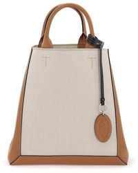 Tod's - Canvas & Leather Small Tote bolsas - Lyst