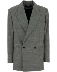 Balmain - Houndstooth Double-Breasted Wool-Blend Blazer - Lyst