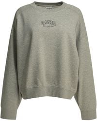 Ganni - Crewneck Sweatshirt With Logo - Lyst