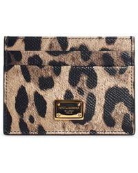 Dolce & Gabbana - 'Dauphine' Leopard Print Leather Card Holder - Lyst