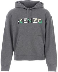 KENZO - Logo Sweatshirt mit Kapuze - Lyst