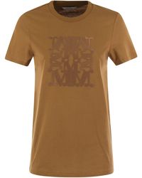 Max Mara - Taverna Katoenen T -shirt Met Frontaal Borduurwerk - Lyst