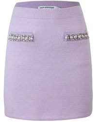 Self-Portrait - Lilac Crystal Trim Knit Skirt - Lyst