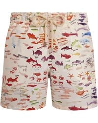Vilebrequin - Herenzwemshort Van Gerecycleerd Polyamide Met Veelkleurige Vissenprint - Lyst