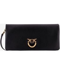 Pinko - Love Bag Click Soft Leather Clutch Bag - Lyst