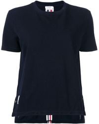 Thom Browne - Relaxed Fit Short Sleeve Tee W/ Center Back Rwb Stripe - Lyst