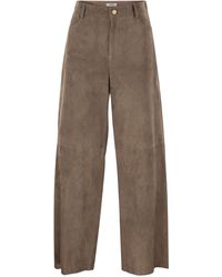 Max Mara - S Pantalones anchos de cuero Smmfulmine de Maxmara - Lyst
