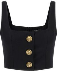 Balmain - Top con botones de - Lyst