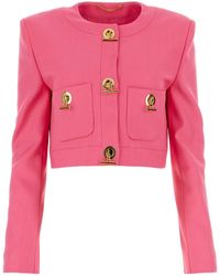 ジャケット MOSCHINO Fuchsia Stretch Gabardine Blazer Moschino Lace Blazer in Black | Lyst