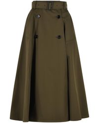 Burberry - 'brenda' Midi-trenchrok Van Groen Katoen 'juniper' Garbadine - Lyst