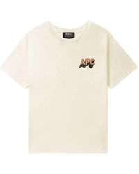 A.P.C. - Katoenen T-Shirt Met Logoprint - Lyst