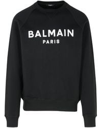 Balmain - Sudadera de algodón negro de - Lyst