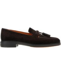 Santoni - Dark Suede Easy Loafers - Lyst