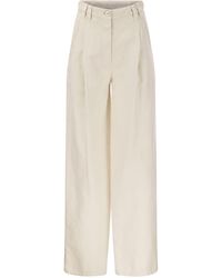 Brunello Cucinelli - Pantalones relajados en ropa teñida de lino de algodón cubierto - Lyst