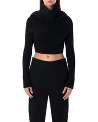 Rick Owens - Cropped Knit With Cowl Neck - Lyst