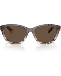 Burberry - Zonnebril Be4486 422073 Geruit Gradiënt Roze/bruin Dames - Lyst