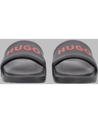 HUGO - Logo Slide Sandals - Lyst