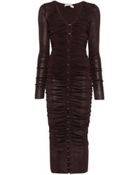 Self-Portrait - Gathered Viscose Knit Midi Dress - Lyst