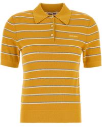 Miu Miu - Embroidered Stretch Cotton Blend Polo Shirt - Lyst