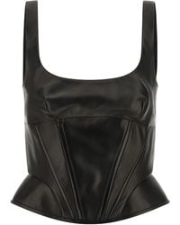 Ermanno Scervino - Peplos Leather Top Top Nero-Donna - Lyst