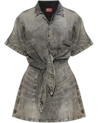 DIESEL - Denim Dress With Athletic Stripes - Lyst