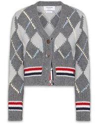 Thom Browne - Argyle-Intarsia Merino-Wool Cardigan - Lyst
