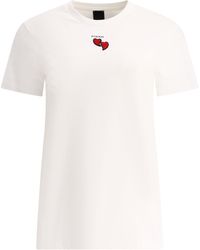 Pinko - T -Shirt mit gestickten Herzen - Lyst
